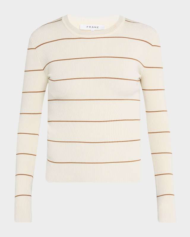 Stripe Rib-Knit Crewneck Top